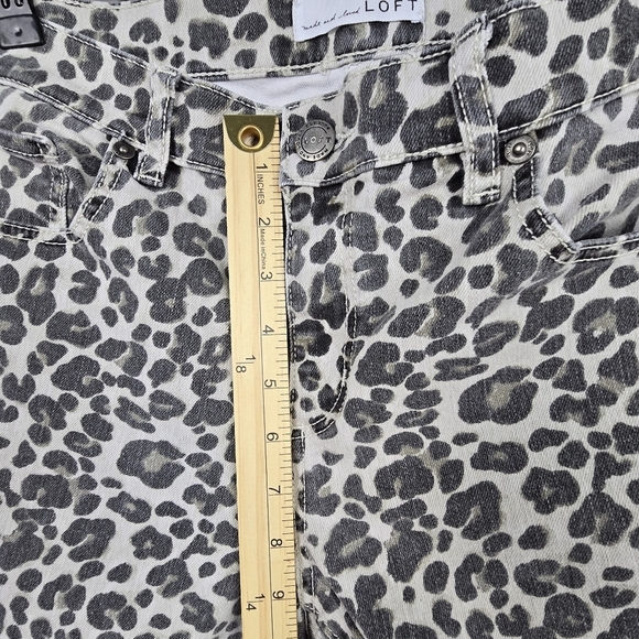 LOFT Modern Skinny Chic Classic Leopard Print Pants Black Cream Womens Size 28‎ - Picture 11 of 14